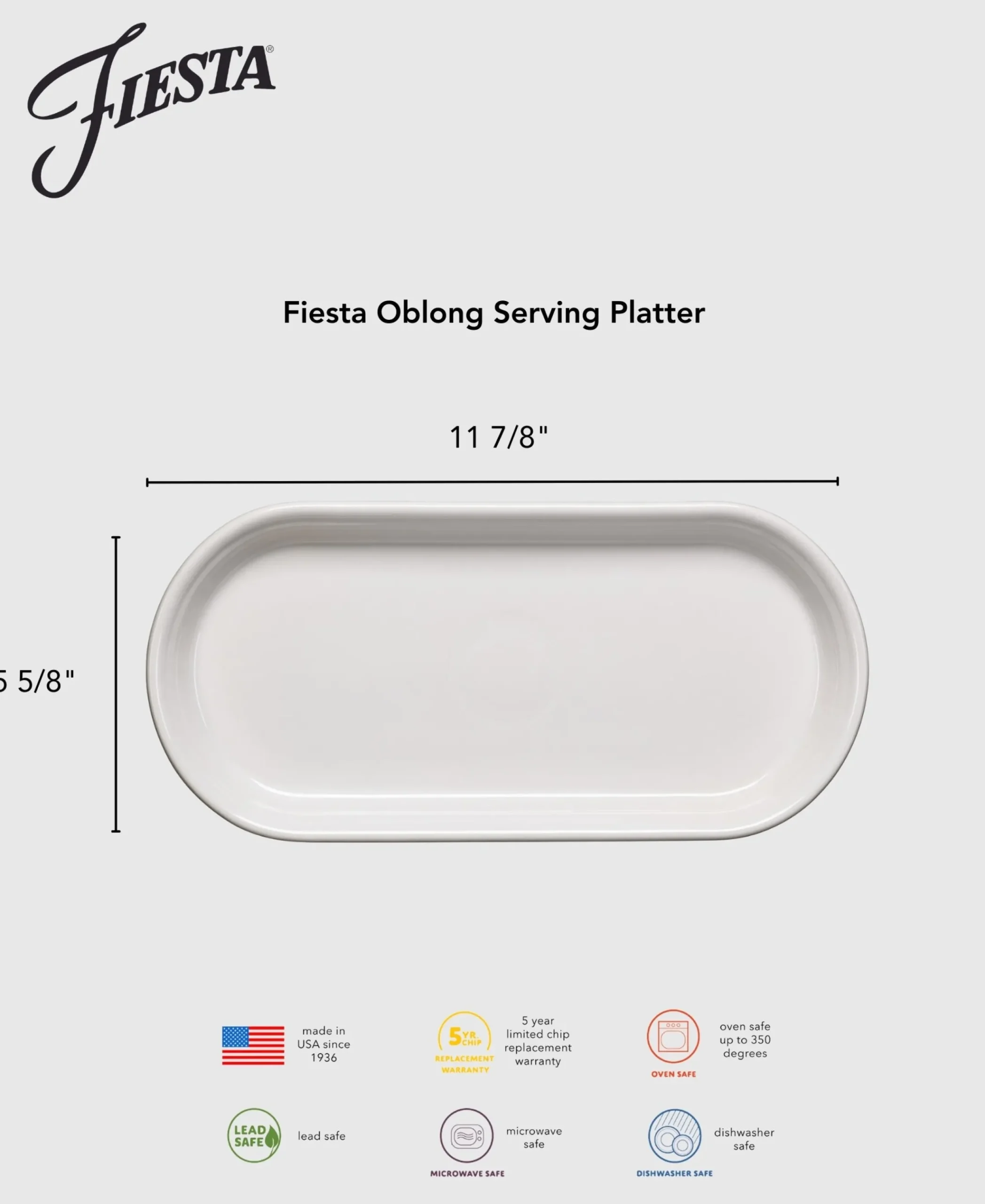 11 7/8 Inch Oblong Serving Platter Foundry
