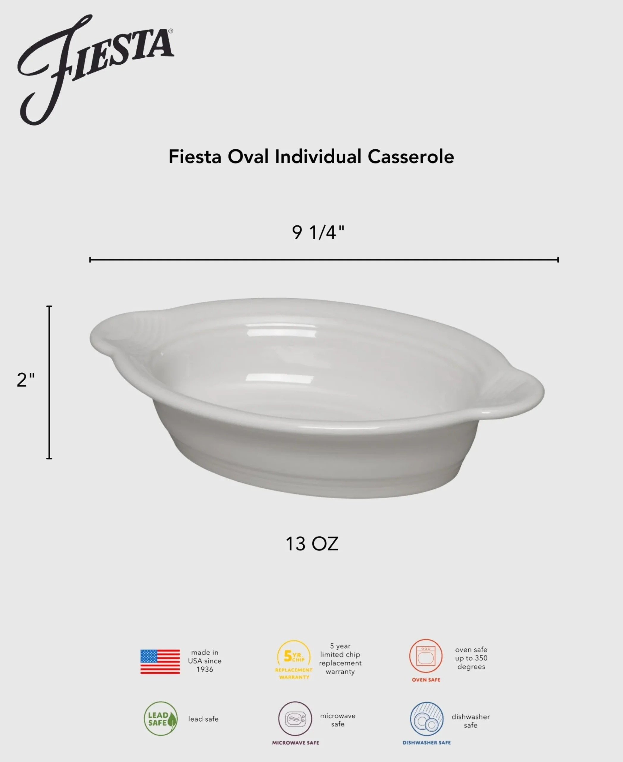 9 1/8 Inch Oval Individual Casserole 13 OZ Foundry