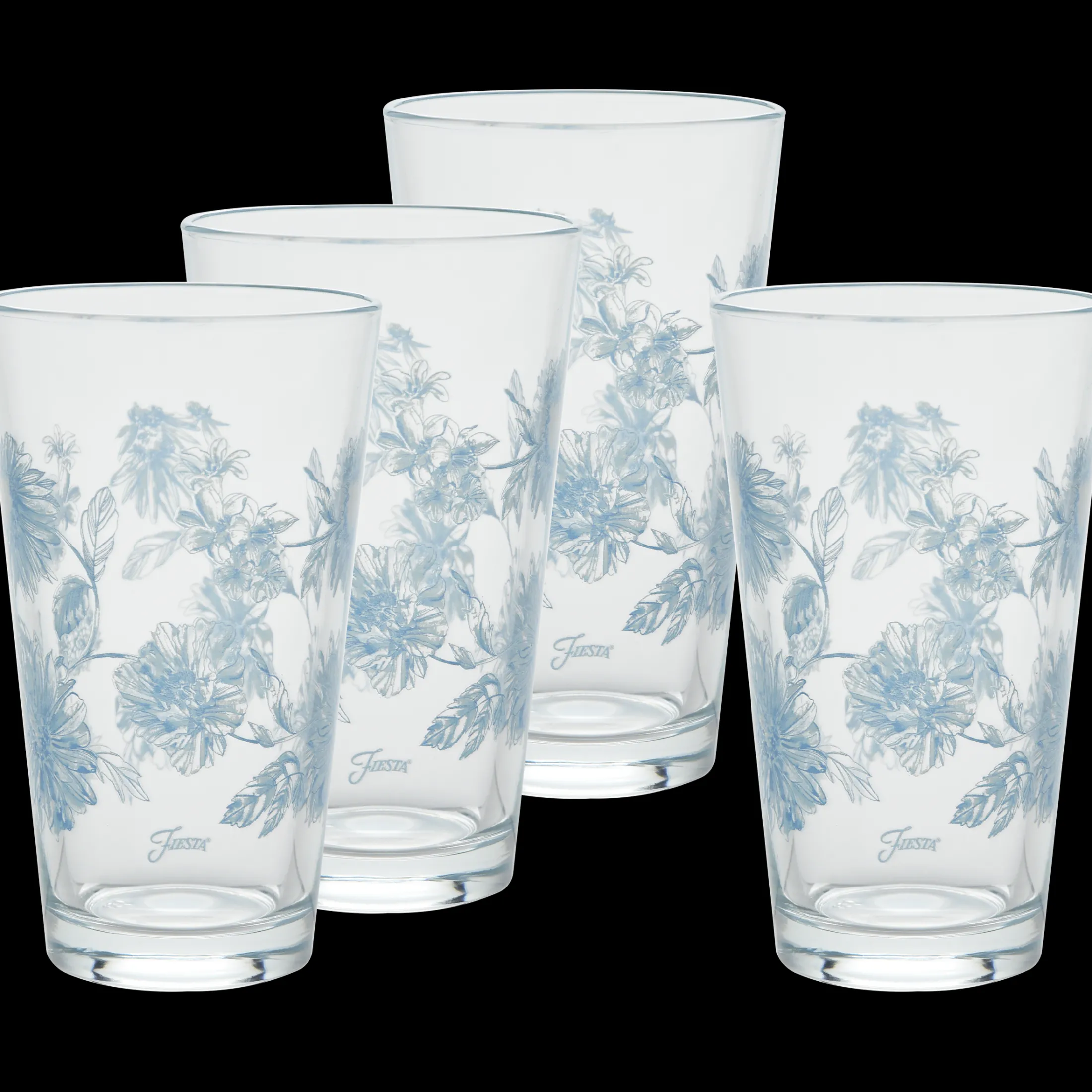 Botanical Floral 16 oz. Cooler Glass - Set of 4