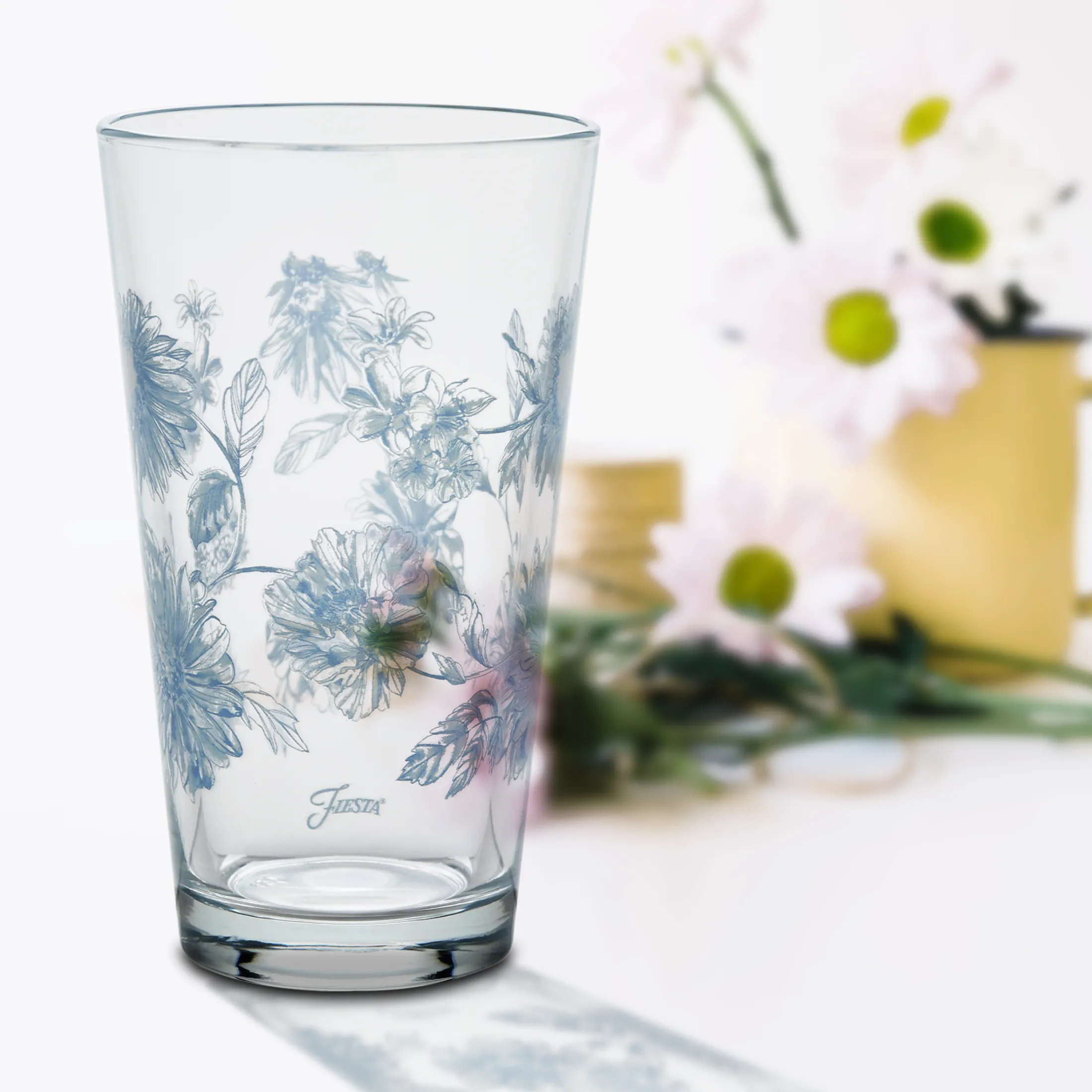 Botanical Floral 16 oz. Cooler Glass - Set of 4