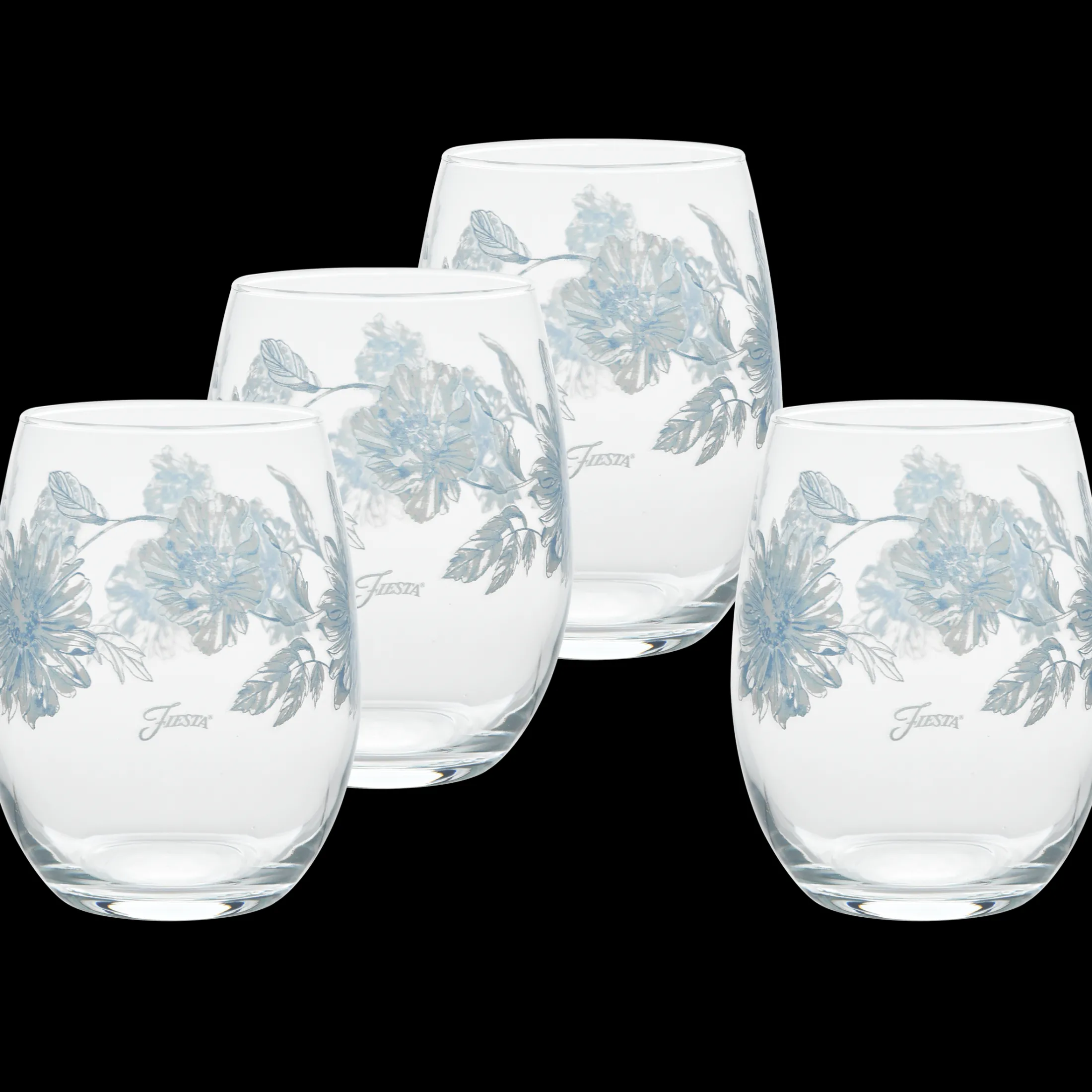 Botanical Floral 15 oz. Stemless Wine Glass – Set of 4