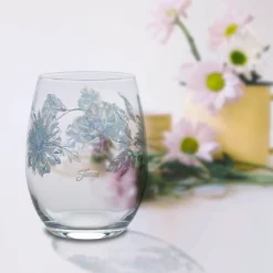 Botanical Floral 15 oz. Stemless Wine Glass – Set of 4