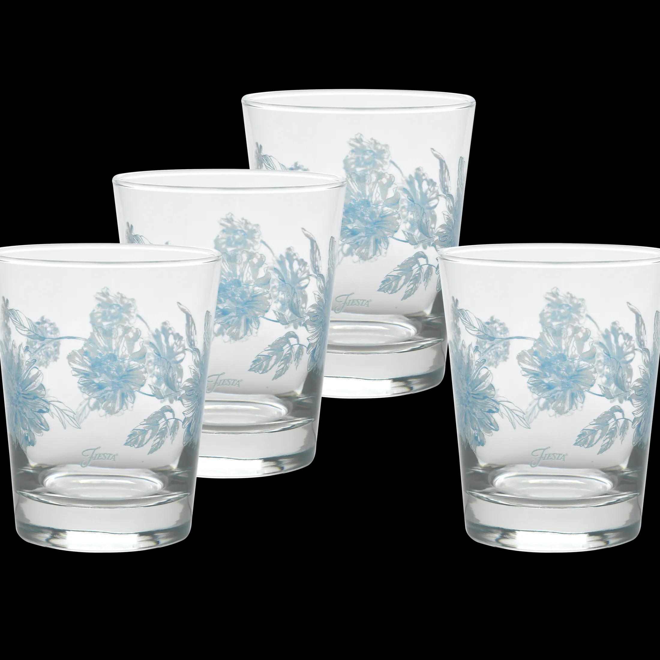 Botanical Floral 15 oz. Tapered Double Old Fashion Glass – Set of 4