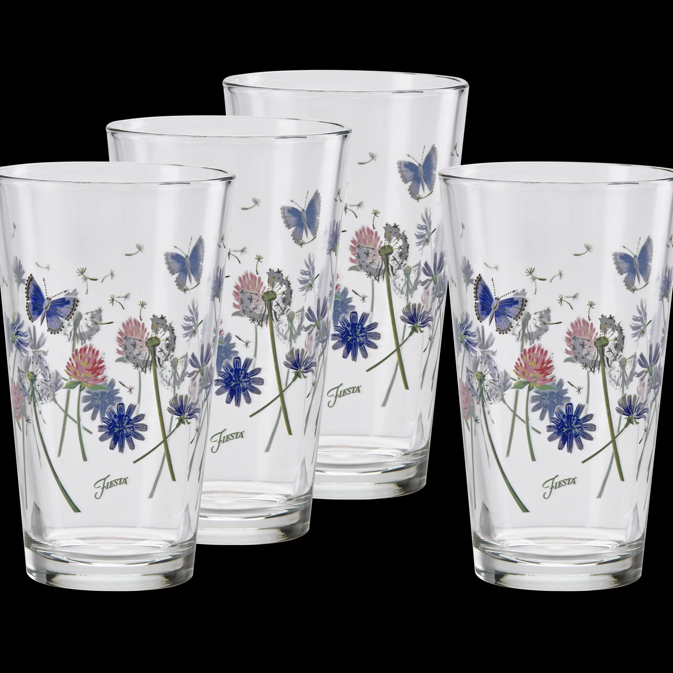 Breezy Floral 16 oz. Cooler Glass - Set of 4
