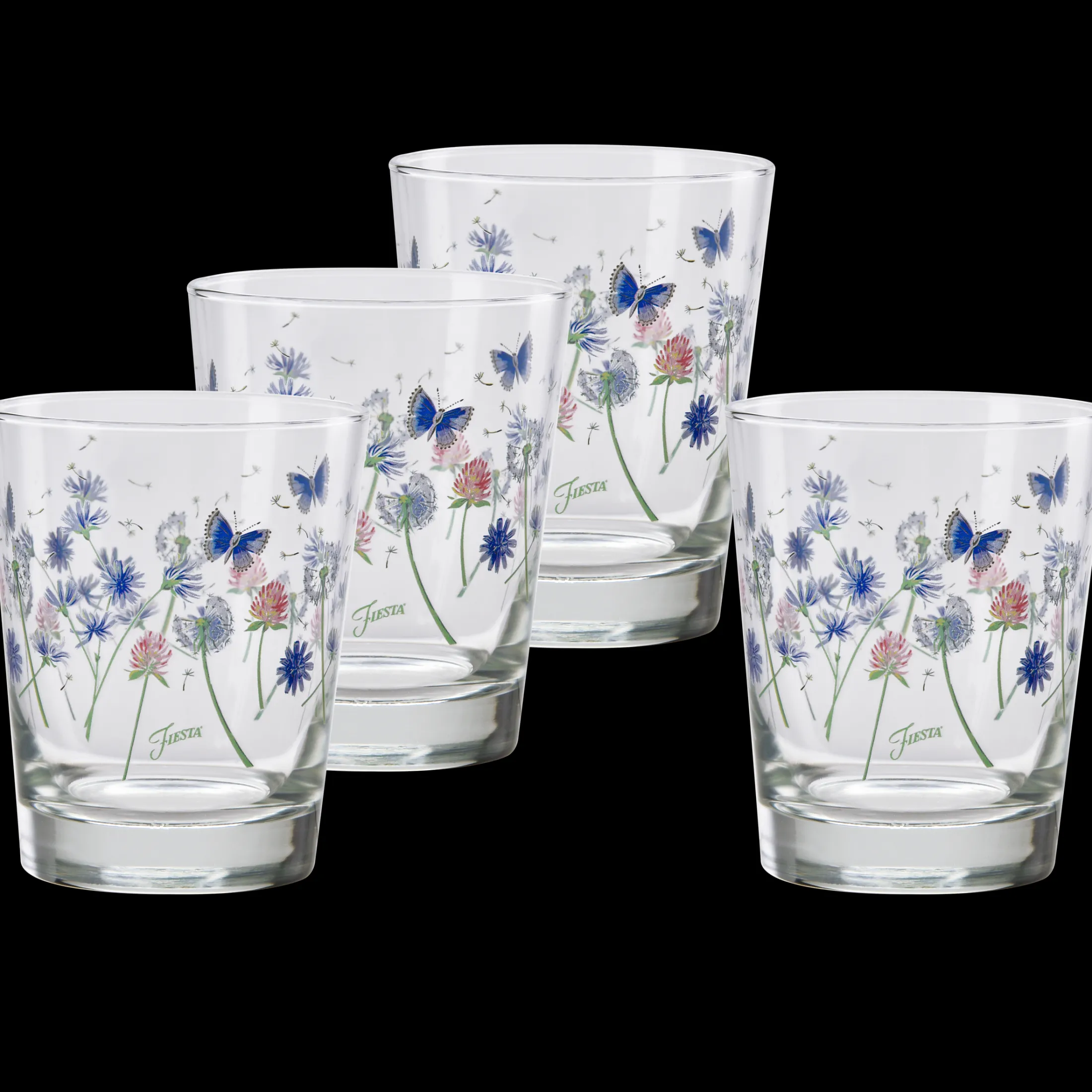 Breezy Floral 15 oz. Tapered Double Old Fashion Glass – Set of 4