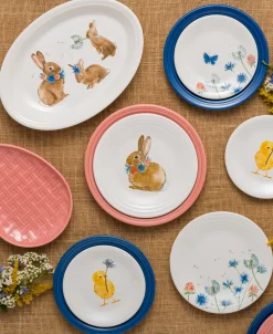 Breezy Floral Easter 13 5/8 Inch Large Oval Serving Platter Bunny & Babies