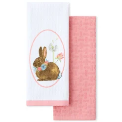 Breezy Floral Easter Bunny Kitchen Towels 2-Pack Set