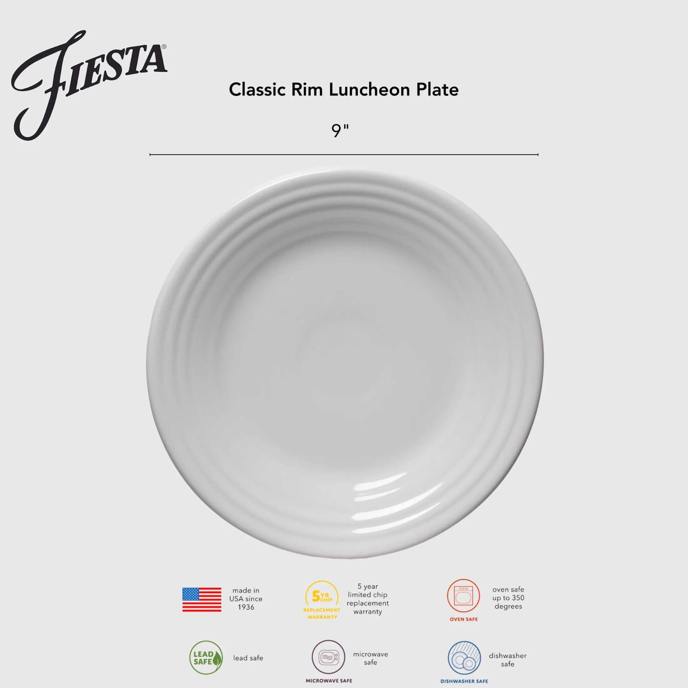 Classic Rim 9 Inch Luncheon Plate