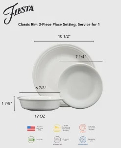 Classic Rim 3-Piece Place Setting, Service for 1