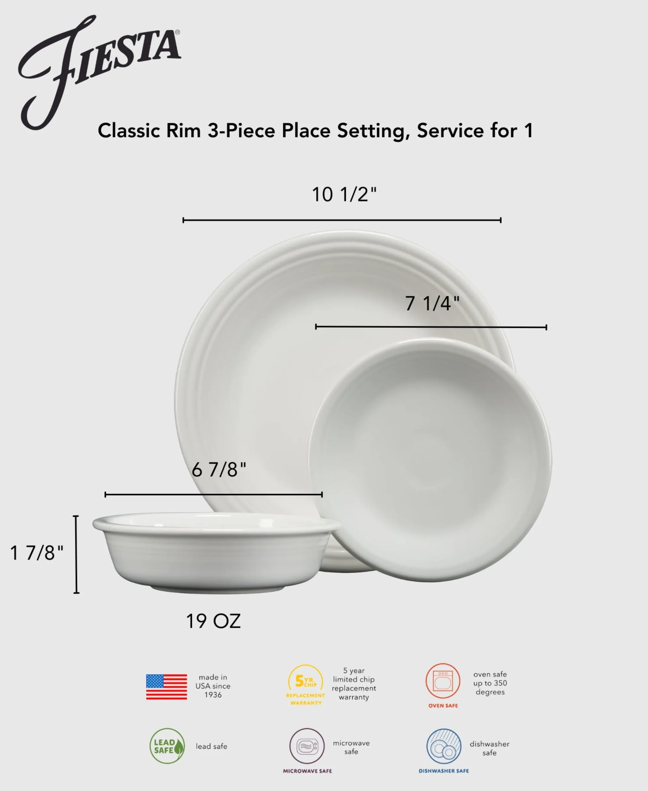 Classic Rim 3-Piece Place Setting, Service for 1 Foundry