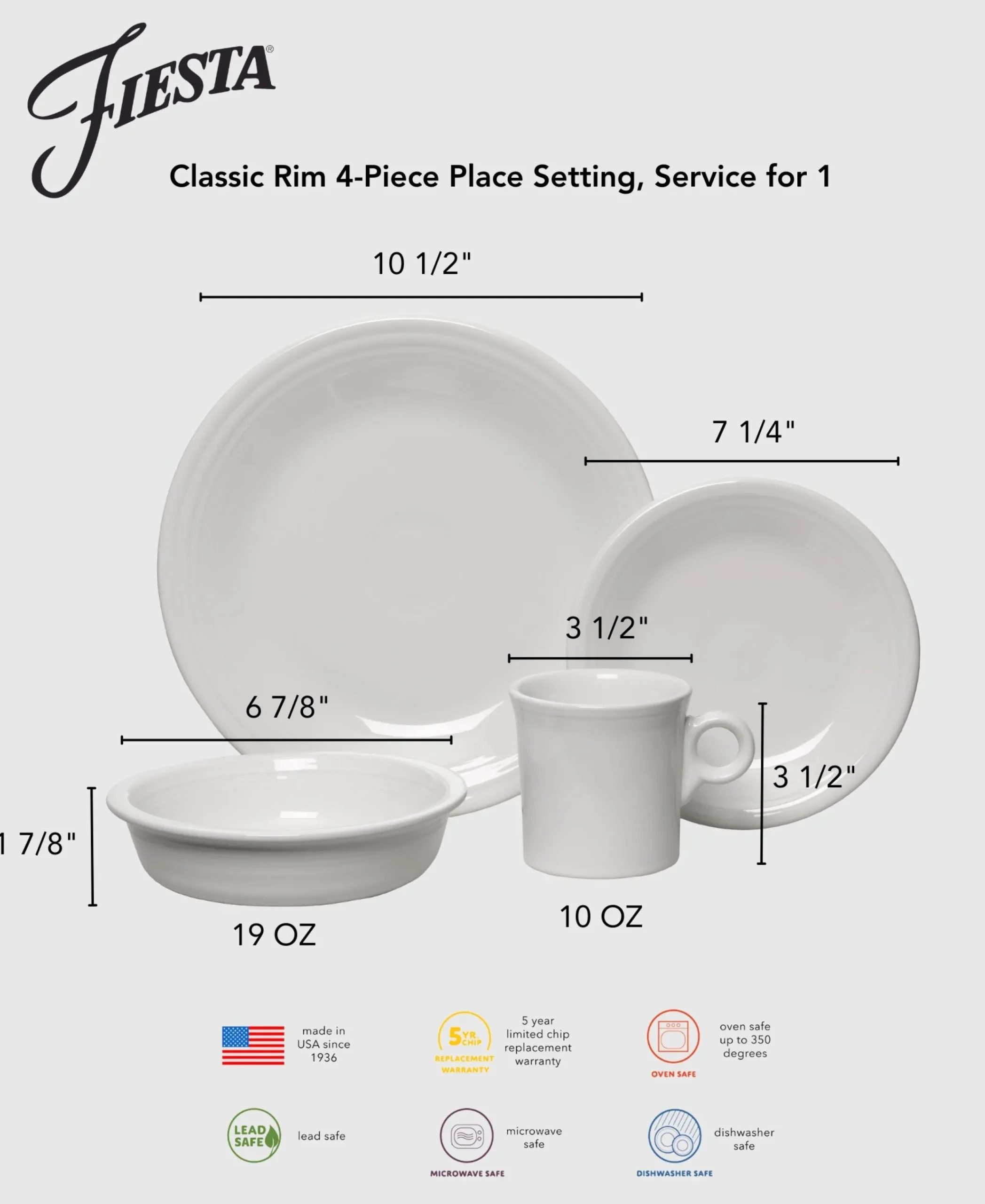 Classic Rim 4-Piece Place Setting, Service for 1