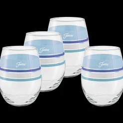 Coastal Blues 15 oz. Edgeline Stemless Wine – Set of 4