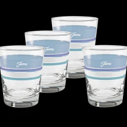 Coastal Blues 15 oz. Edgeline Tapered Double Old Fashion – Set of 4