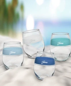 Coastal Blues 15 oz. Frame Stemless Wine Mixed Color – Set of 4