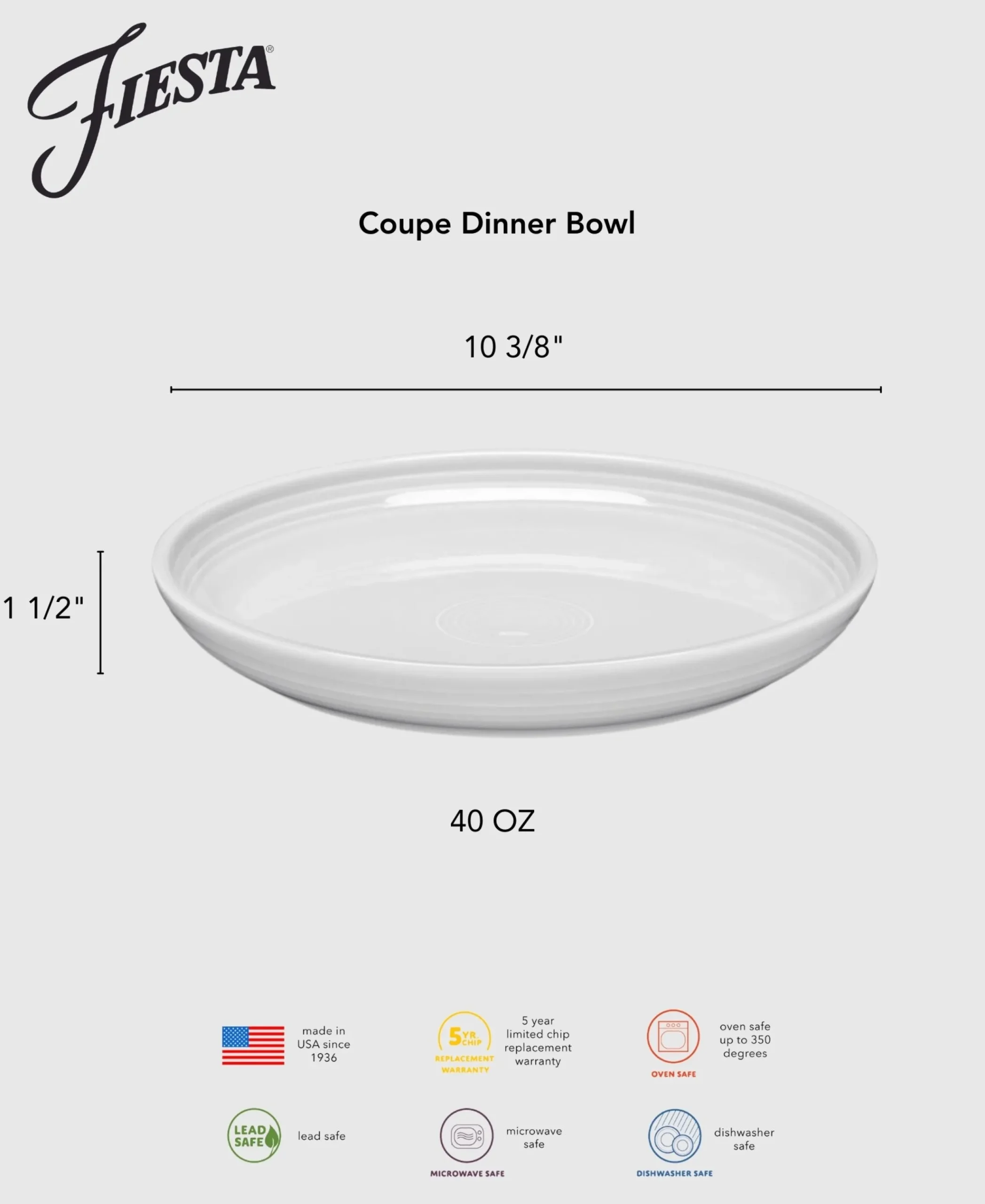 Coupe 10 3/8 Inch Dinner Bowl 40 OZ