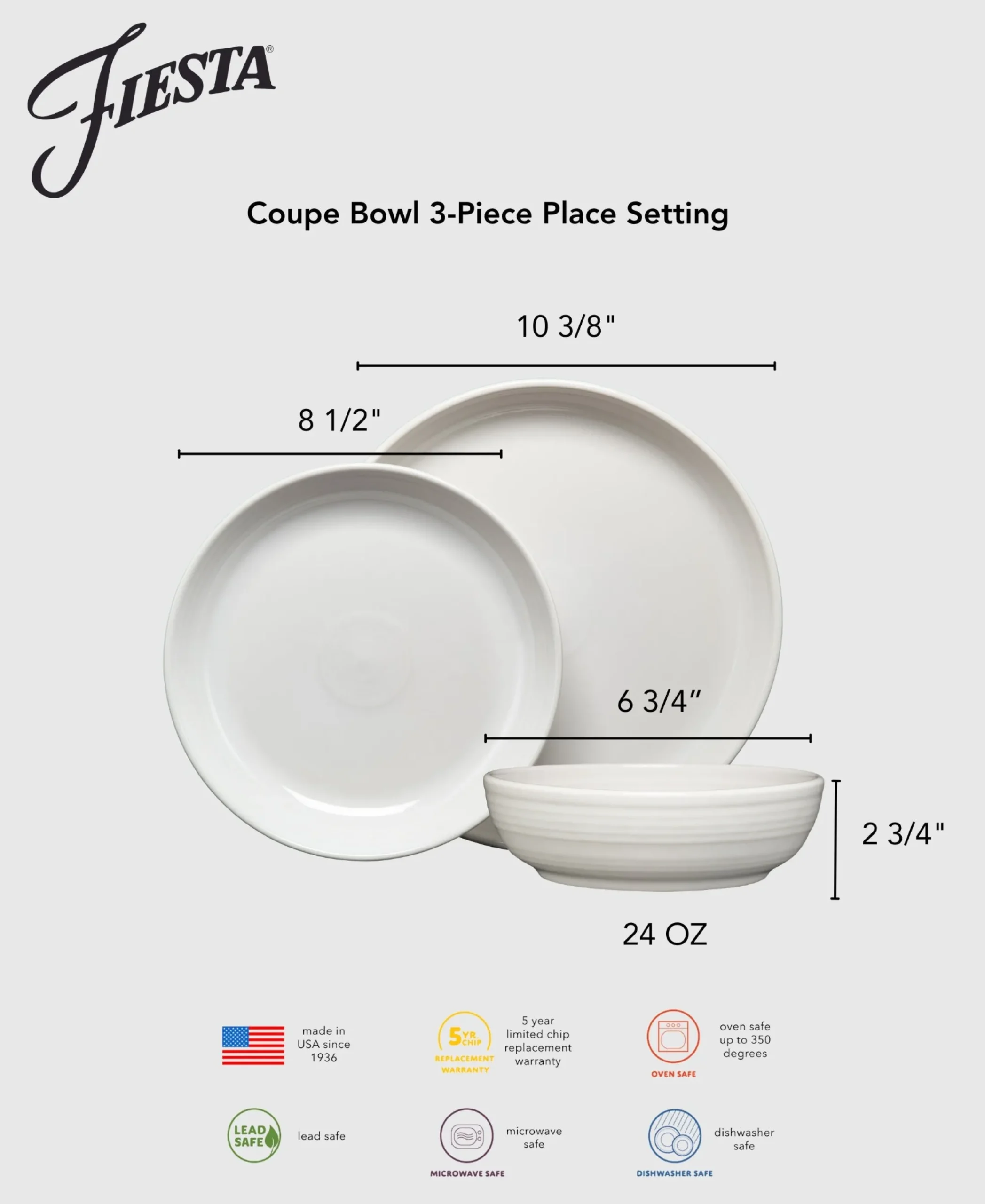 Coupe Bowl 3-Piece Place Setting