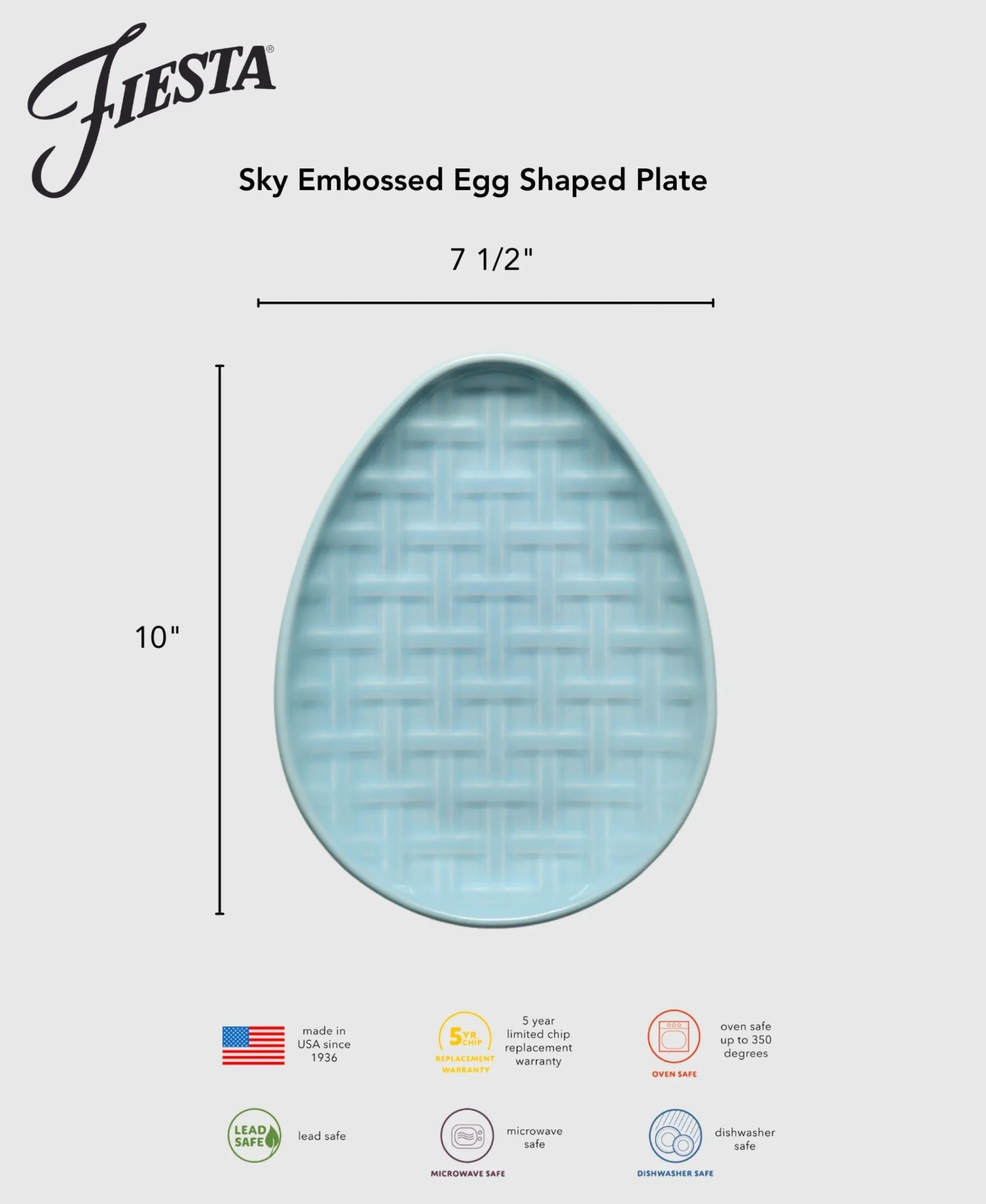 Embossed Egg Shaped Plate 10 Inch