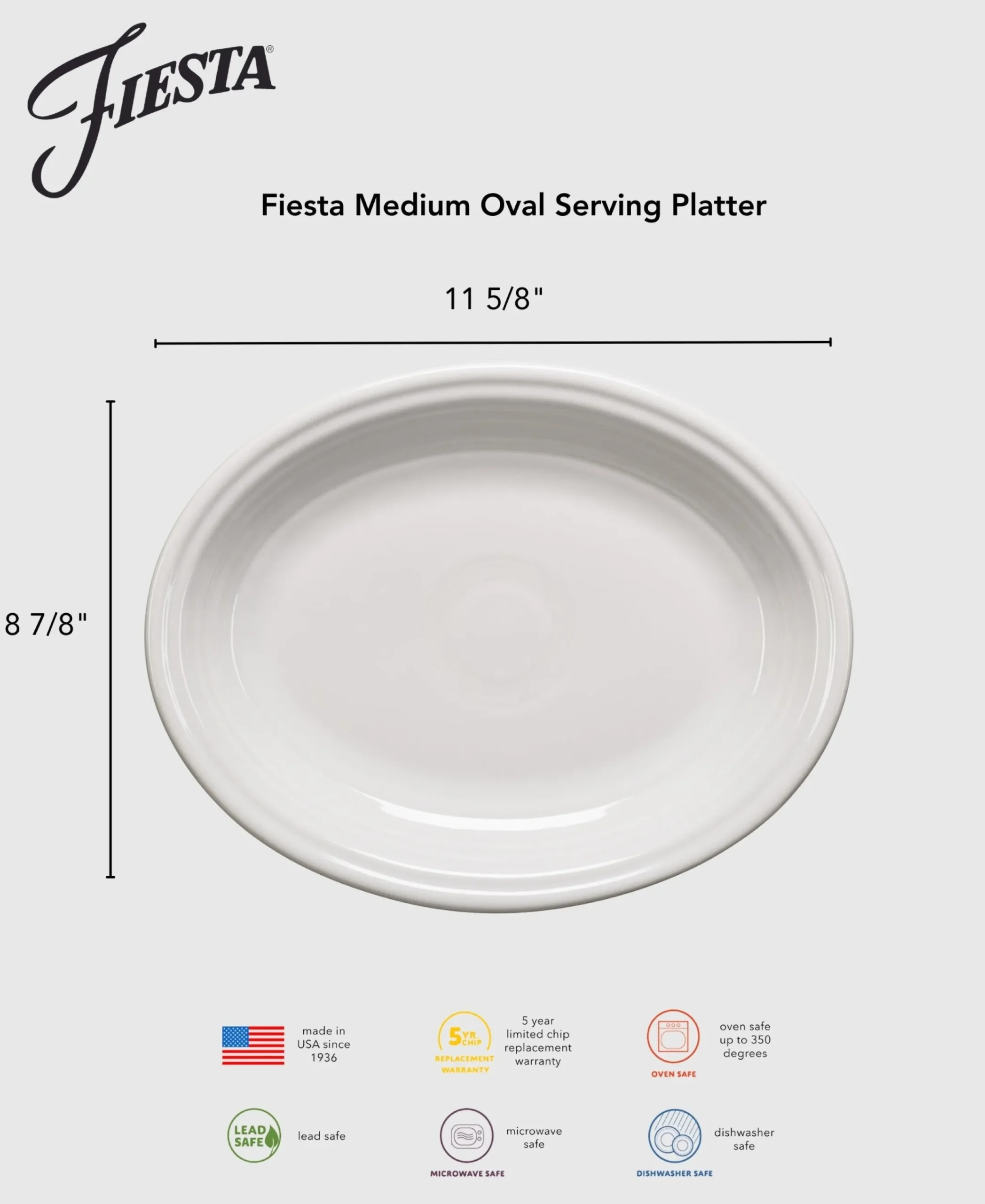 Fiesta 11 5/8 Inch Medium Oval Serving Platter