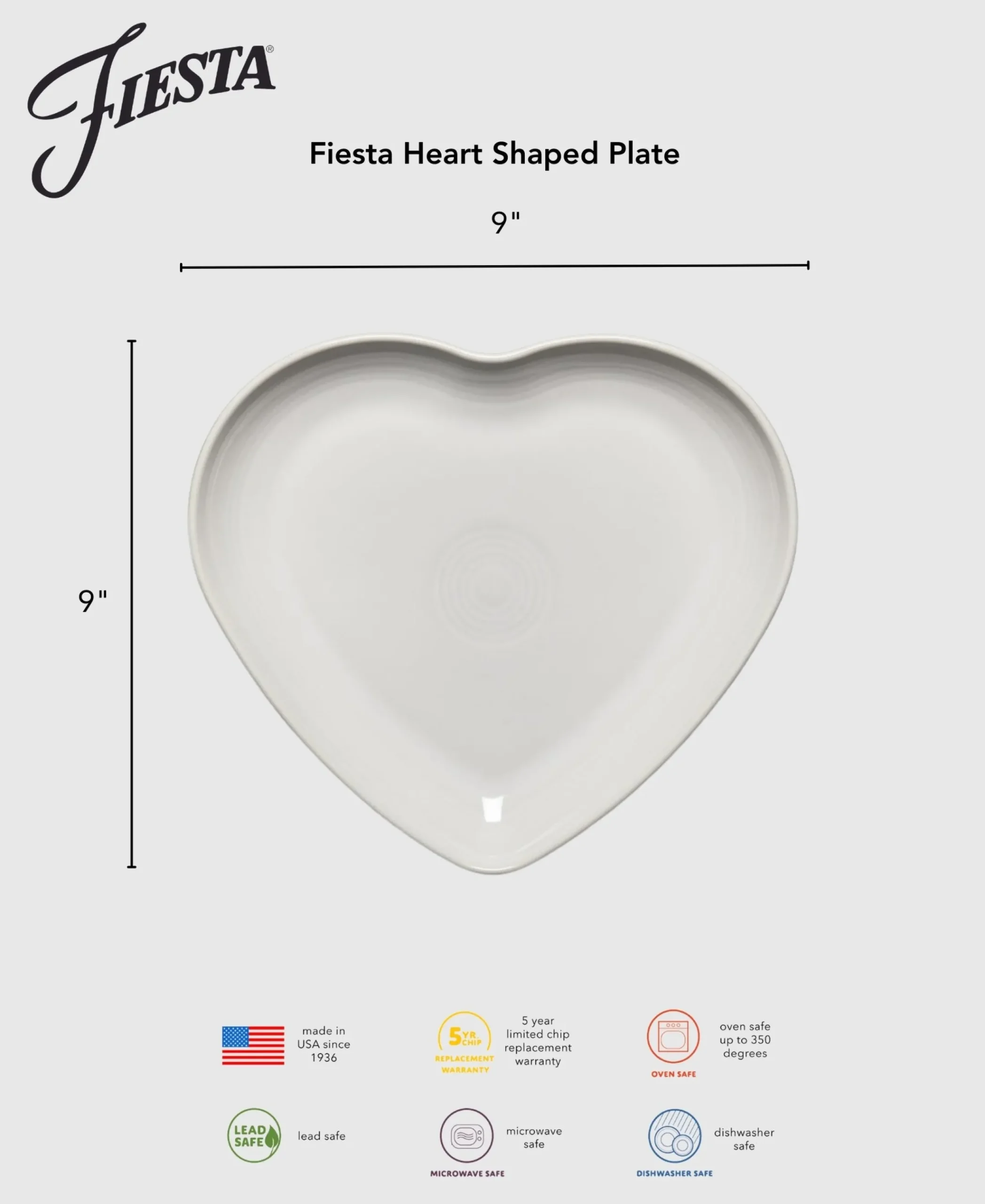 Fiesta 9 Inch Heart Shaped Plate