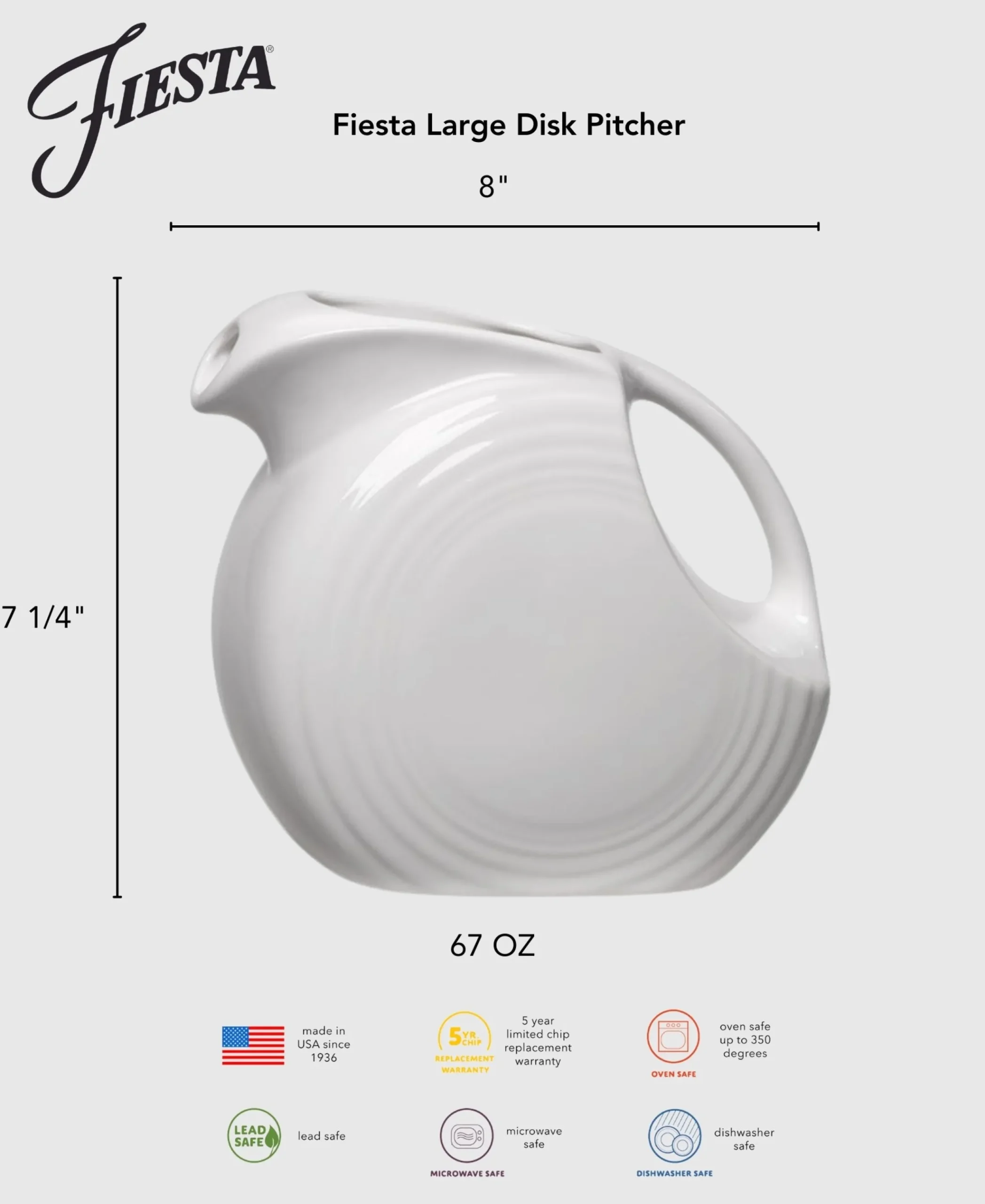 Fiesta 67 OZ Large Disk Pitcher