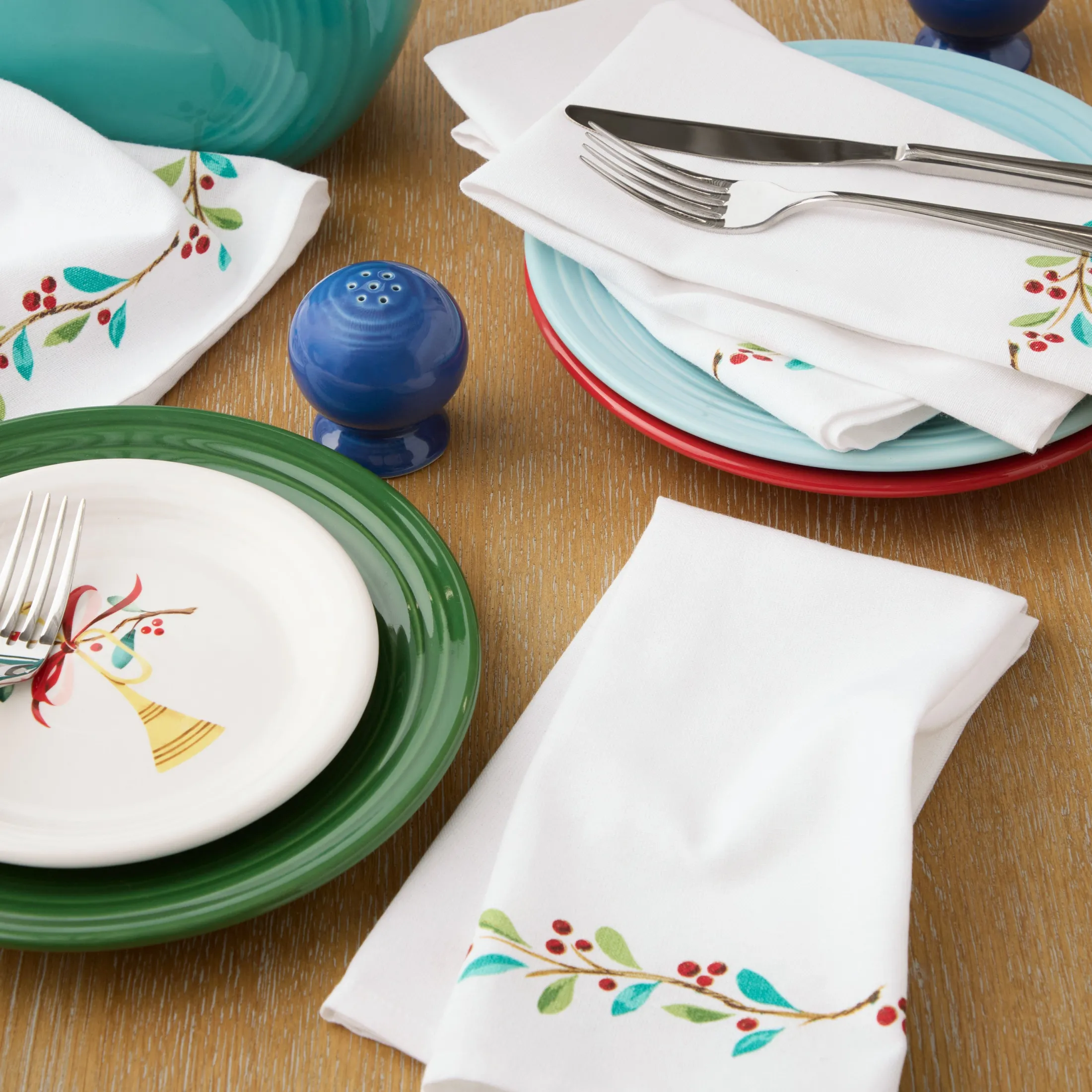 Holly Berry Christmas Border Napkin Set of 4