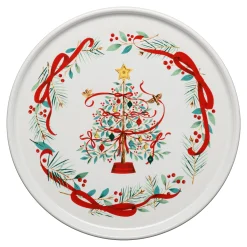 Holly Berry Christmas Tree 12 Inch Round Baking and Serving Platter
