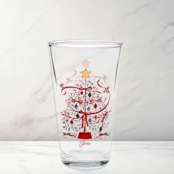 Holly Berry Christmas Tree 16 oz. Cooler Glass - Set of 4