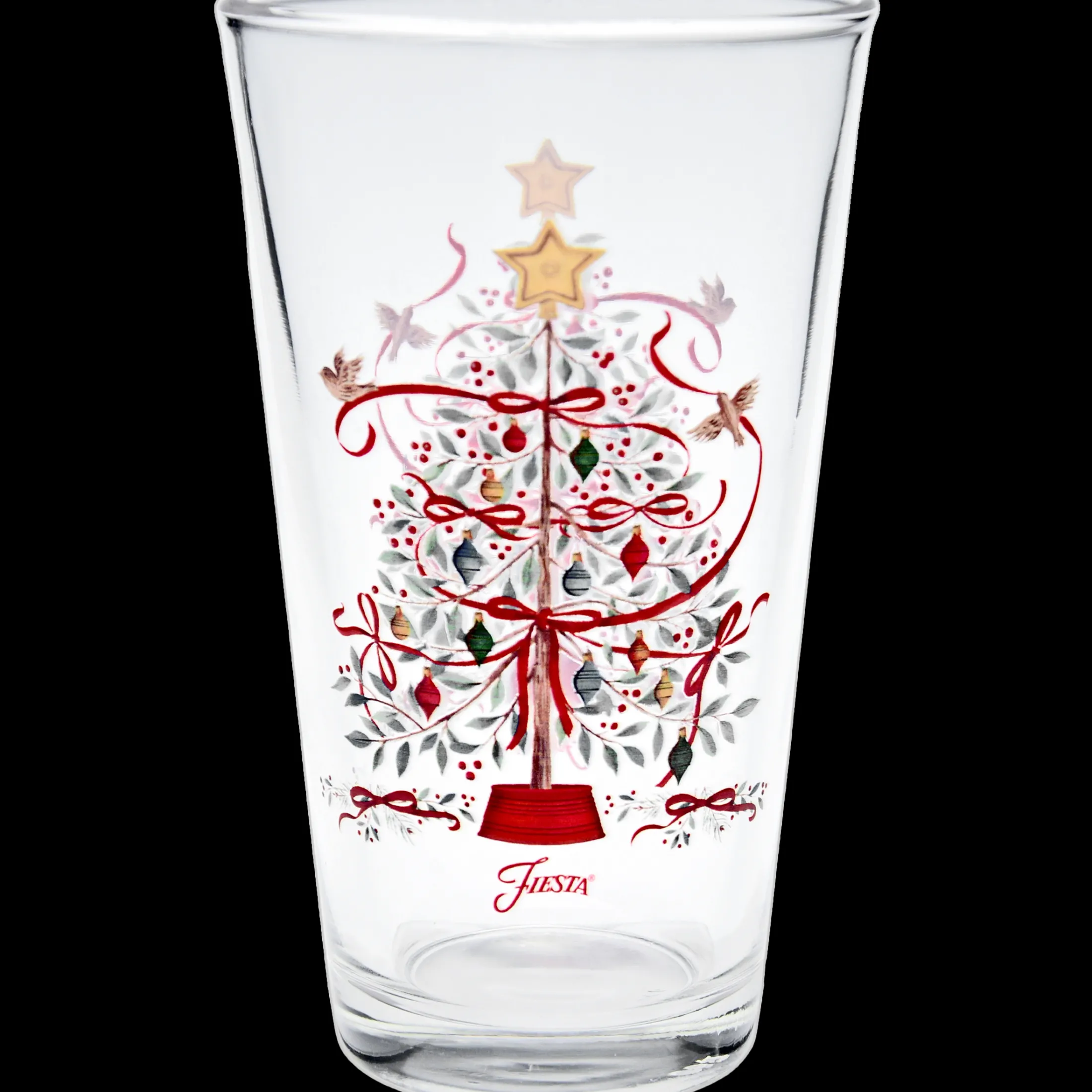 Holly Berry Christmas Tree 16 oz. Cooler Glass - Set of 4