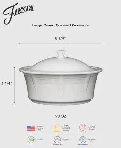 Large 10 Inch Round Covered Casserole 2.8 Quart