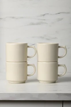 Linen 16 OZ Set of 4 Stackable Mug Set