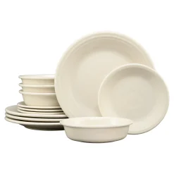 Linen Classic Rim 12-Piece Dinnerware Set, Service for 4
