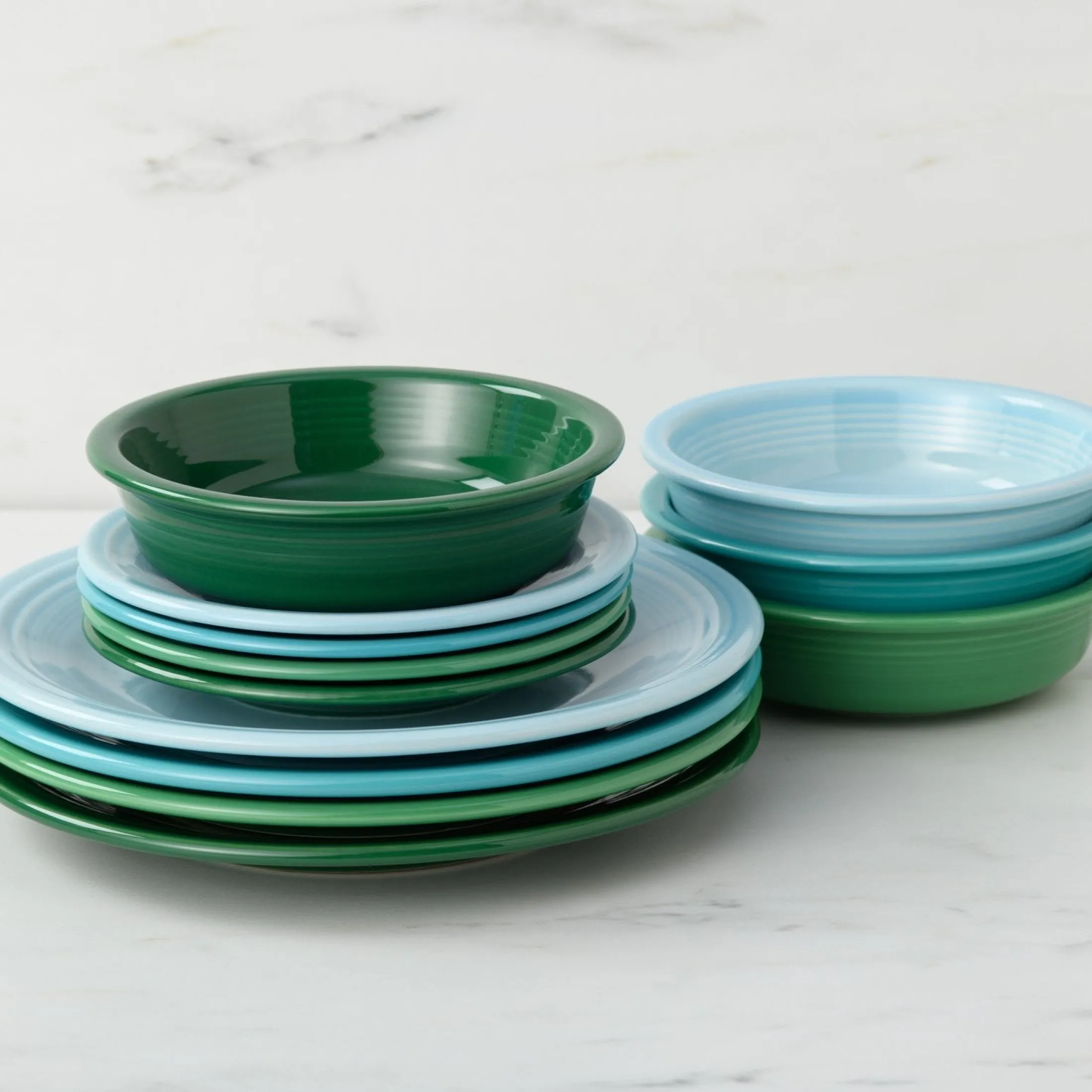Mixed Aegean Classic Rim 12-Piece Dinnerware Set, Service for 4