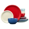 Mixed Americana Bistro Coupe 12-Piece Dinnerware Set, Service for 4