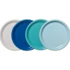 Mixed Coastal Blues Bistro Coupe 10 1/2 Inch Dinner Plate, Set of 4