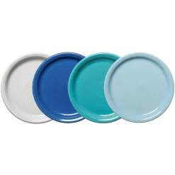 Mixed Coastal Blues Bistro Coupe 9 Inch Luncheon Plate, Set of 4