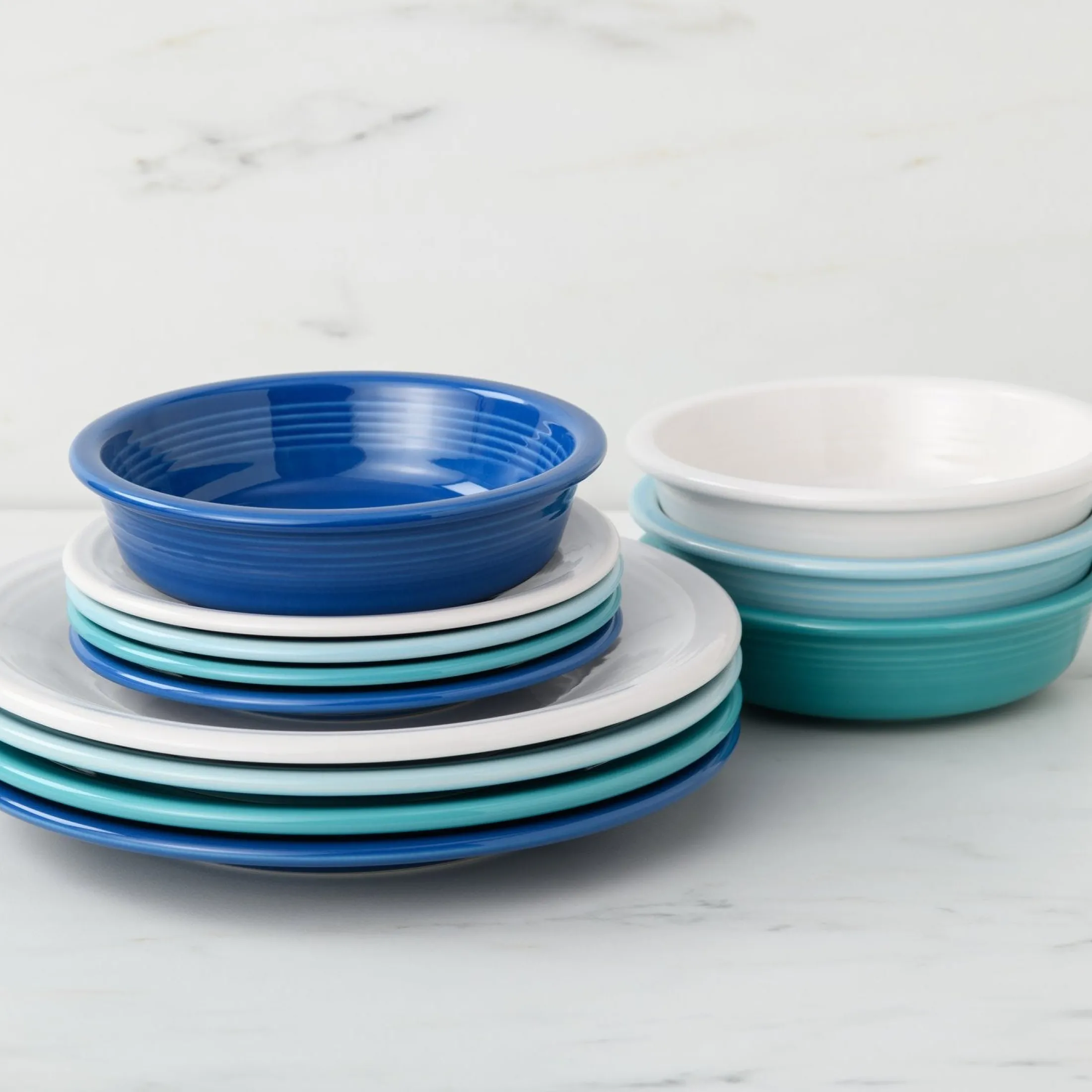 Mixed Coastal Blues Classic Rim 12-Piece Dinnerware Set, Service for 4