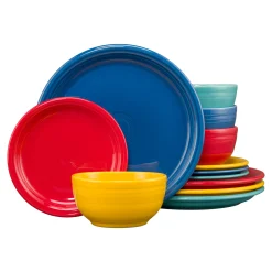 Mixed Vibrant Bistro Coupe 12-Piece Dinnerware Set, Service for 4