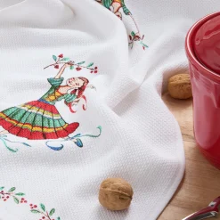 Nutcracker Ballerina Holiday Holly Sprig Kitchen Towel Set