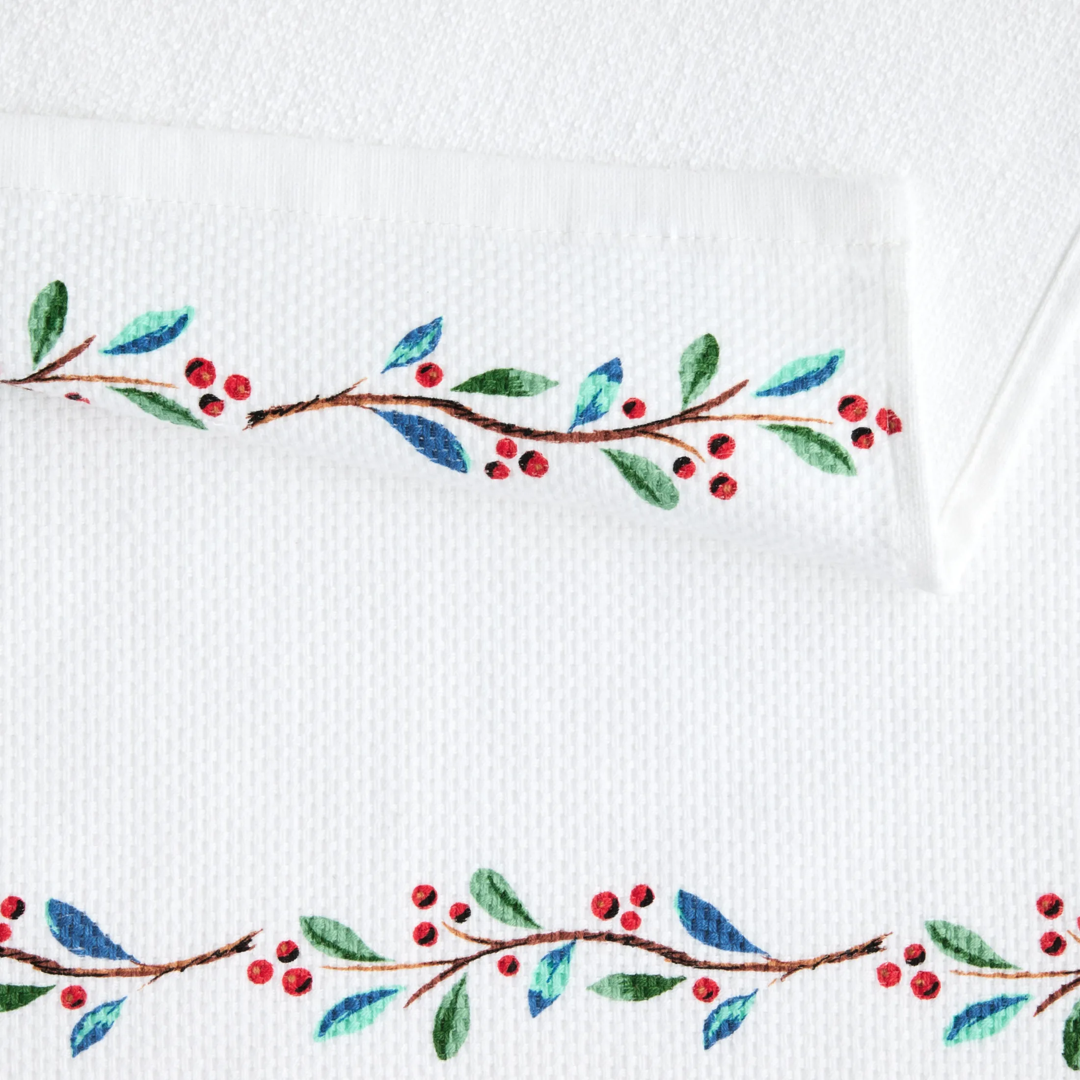 Nutcracker Ballerina Holiday Holly Sprig Kitchen Towel Set