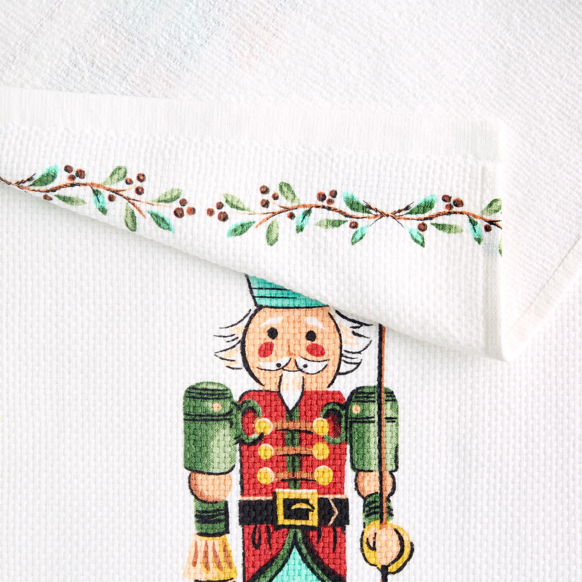 Nutcracker The Guardian Holiday Holly Sprig Kitchen Towel Set