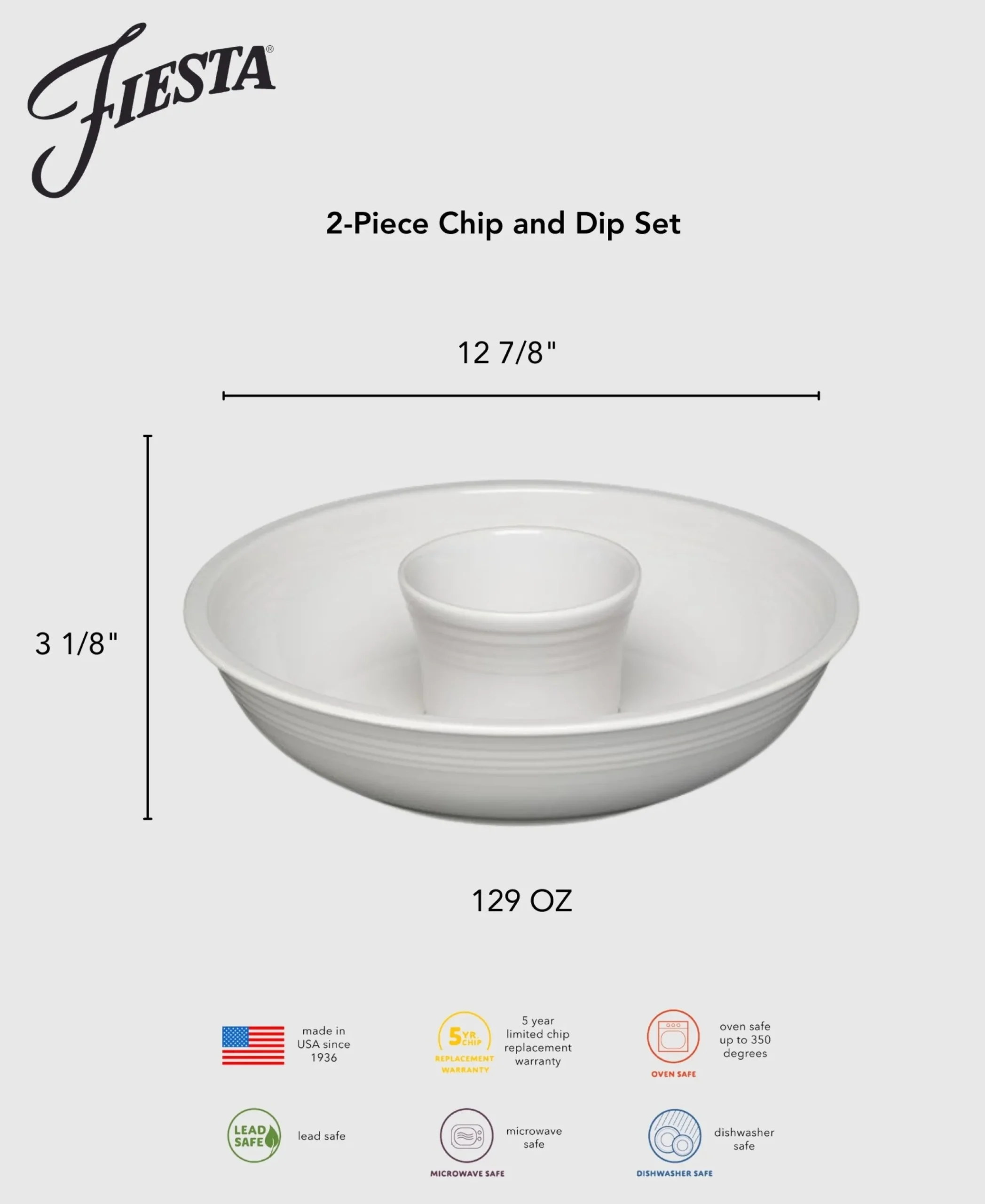2-Piece Chip and Dip Set 12 7/8 Inch