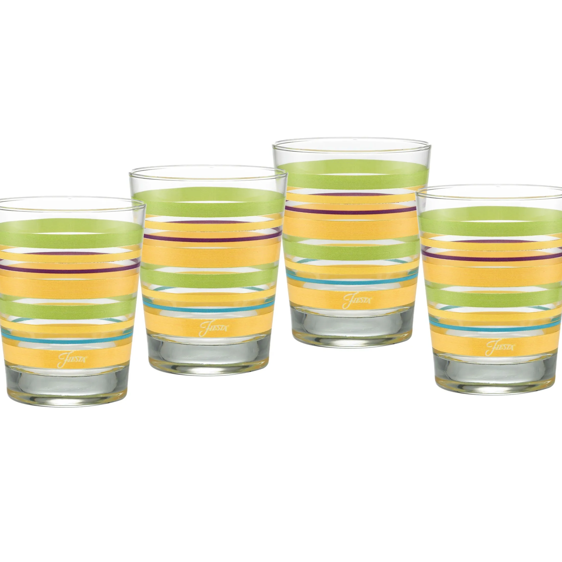 Retired 15 oz. Fiesta® Caribbean Sunset Stripes Tapered Double Old Fashion – Set of 4