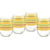 Retired 15 oz. Fiesta® Caribbean Sunset Stripes Stemless Wine – Set of 4