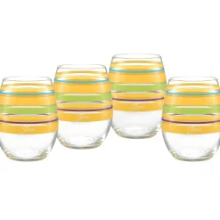 Retired 15 oz. Fiesta® Caribbean Sunset Stripes Stemless Wine – Set of 4