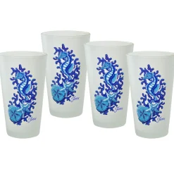 Retired 16 oz. Fiesta® Coastal Seahorse Frosted Cooler – Set of 4