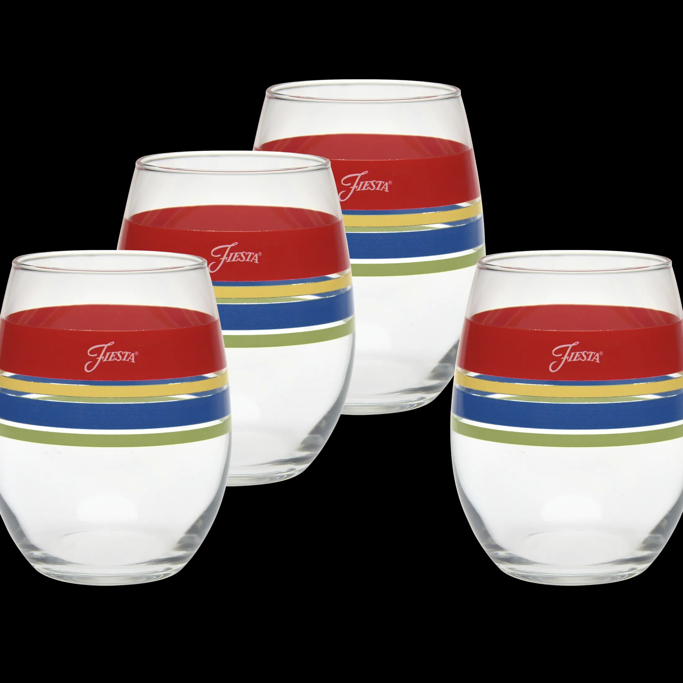 Retired 15 oz. Fiesta® Edgeline Stemless Wine Bright – Set of 4