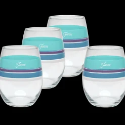 Retired 15 oz. Fiesta® Edgeline Stemless Wine Coastal – Set of 4