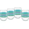 Retired 15 oz. Fiesta® Farmhouse Chic Stripes Stemless Wine – Set of 4