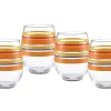 Retired 15 oz. Fiesta® Sienna Sunset Stripes Stemless Wine – Set of 4