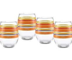 Retired 15 oz. Fiesta® Sienna Sunset Stripes Stemless Wine – Set of 4
